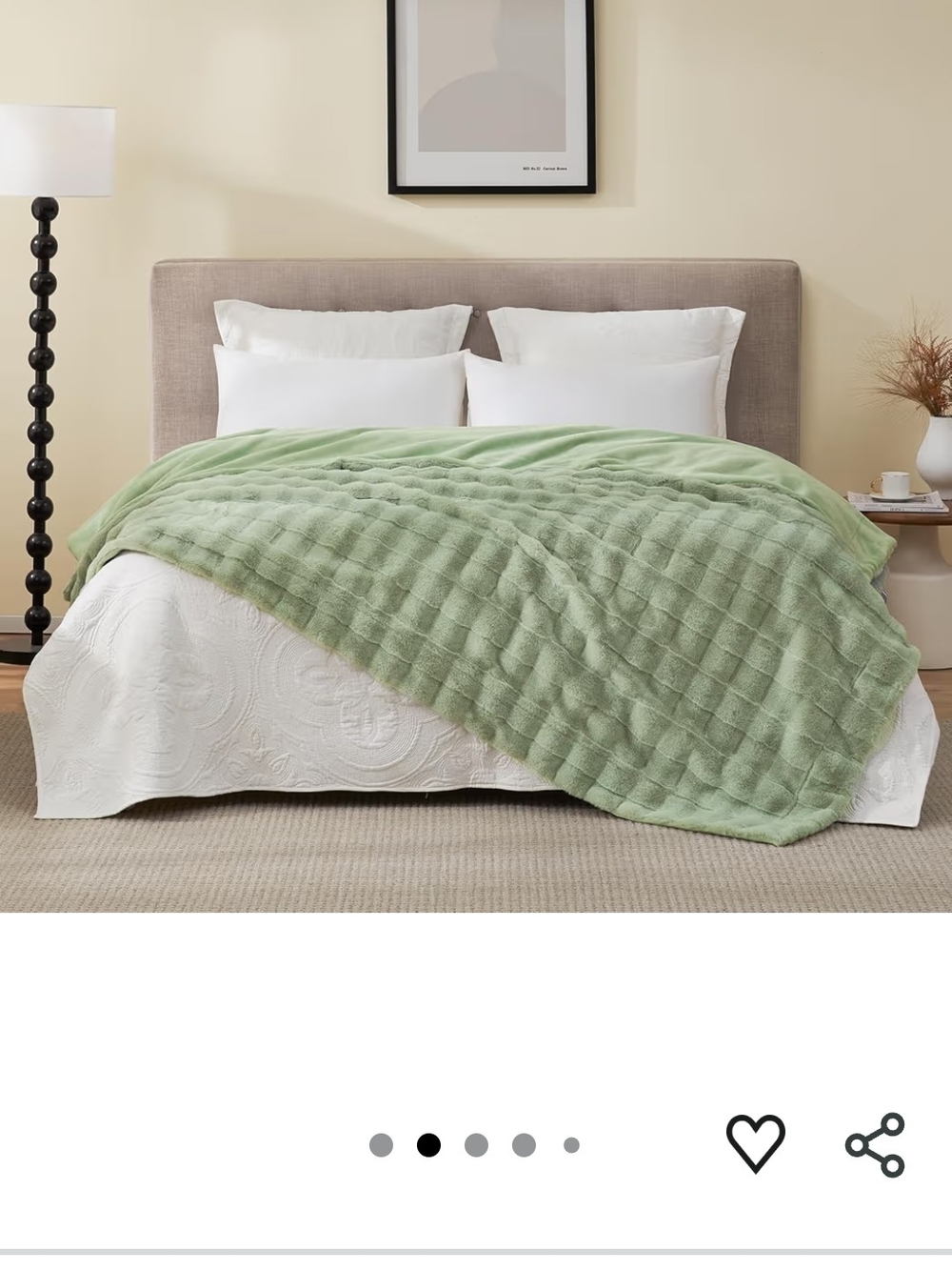 Faux Fur Throw Blanket in Sage Green by
